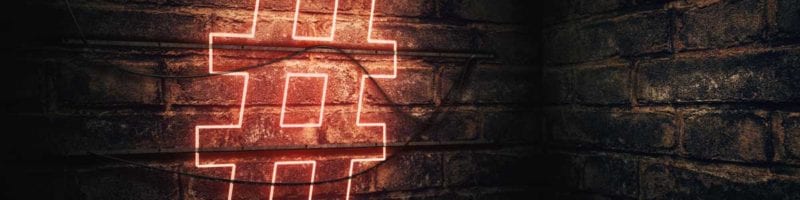Neon Hashtag on wall