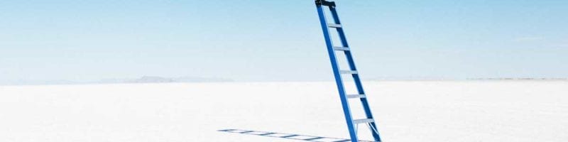 Blue ladder upright with shadow