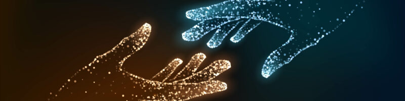 Digital Social Care Image - two glowing hands