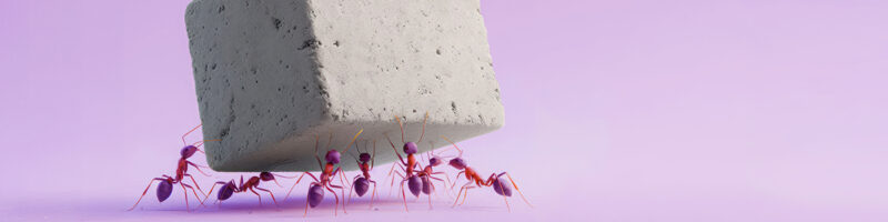 purple ants moving a block