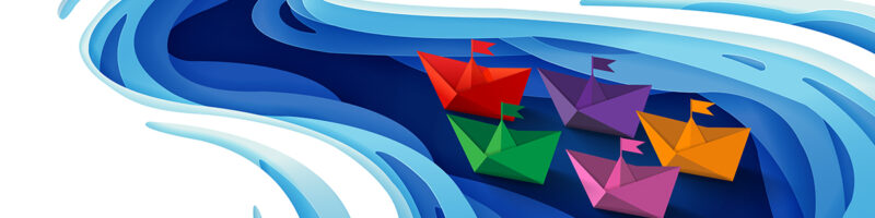 illustration coloured paper boats