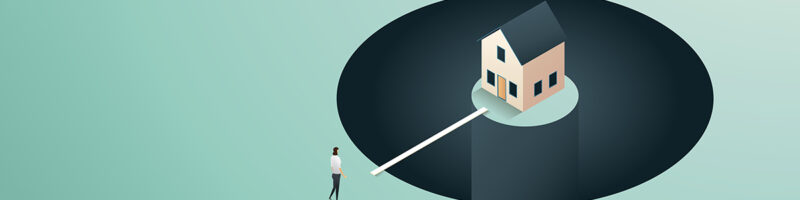 image of isolated house and older person