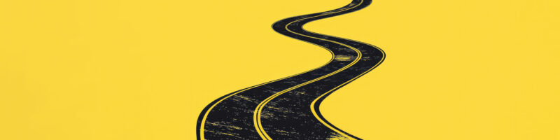 black road on yellow background