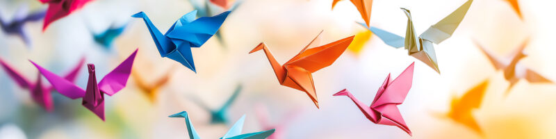 colourful origami birds