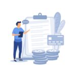 vector of man reviewing budget