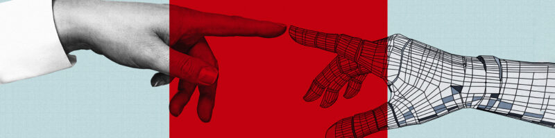 human and digital hands