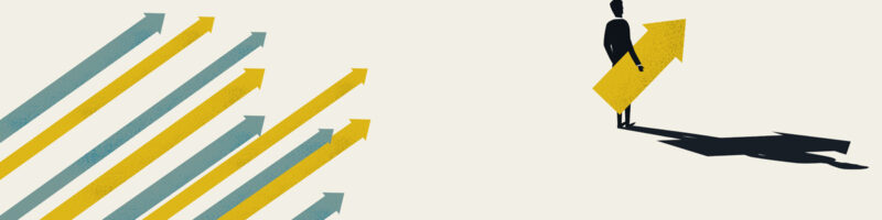 yellow and grey arrows on light background