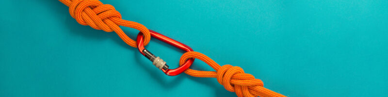 orange rope on blue background