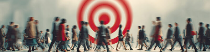 crowd walking past a target